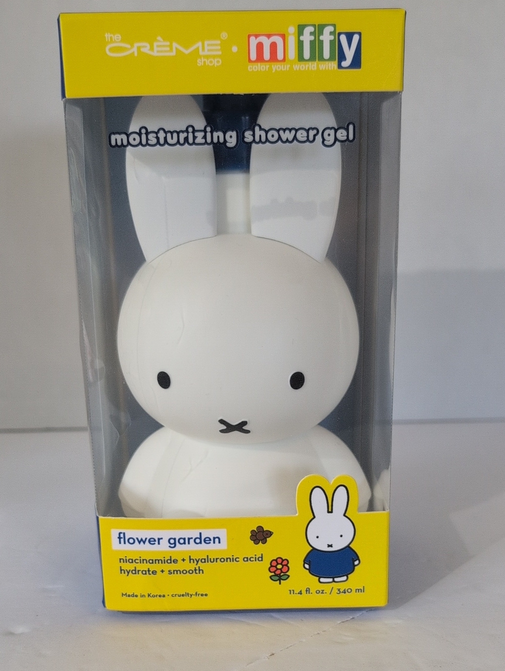 NWT The Cream Shop X-miffy Moisturizing Shower Gel Bunny Bottle- Flower 11.4 Oz